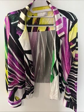 Women's SOCAPRI 100% Silk Vibrant Abstract Print Cardigan - Multi